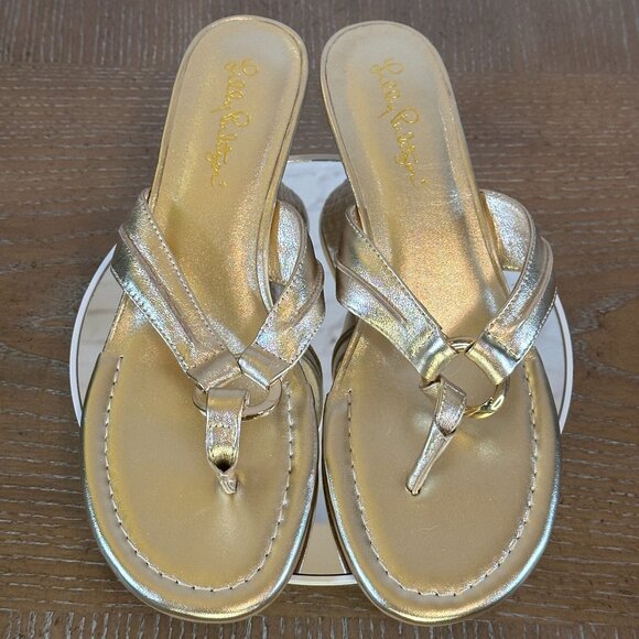 Lilly Pulitzer Gold Sandals NWOT - Picture 5 of 6